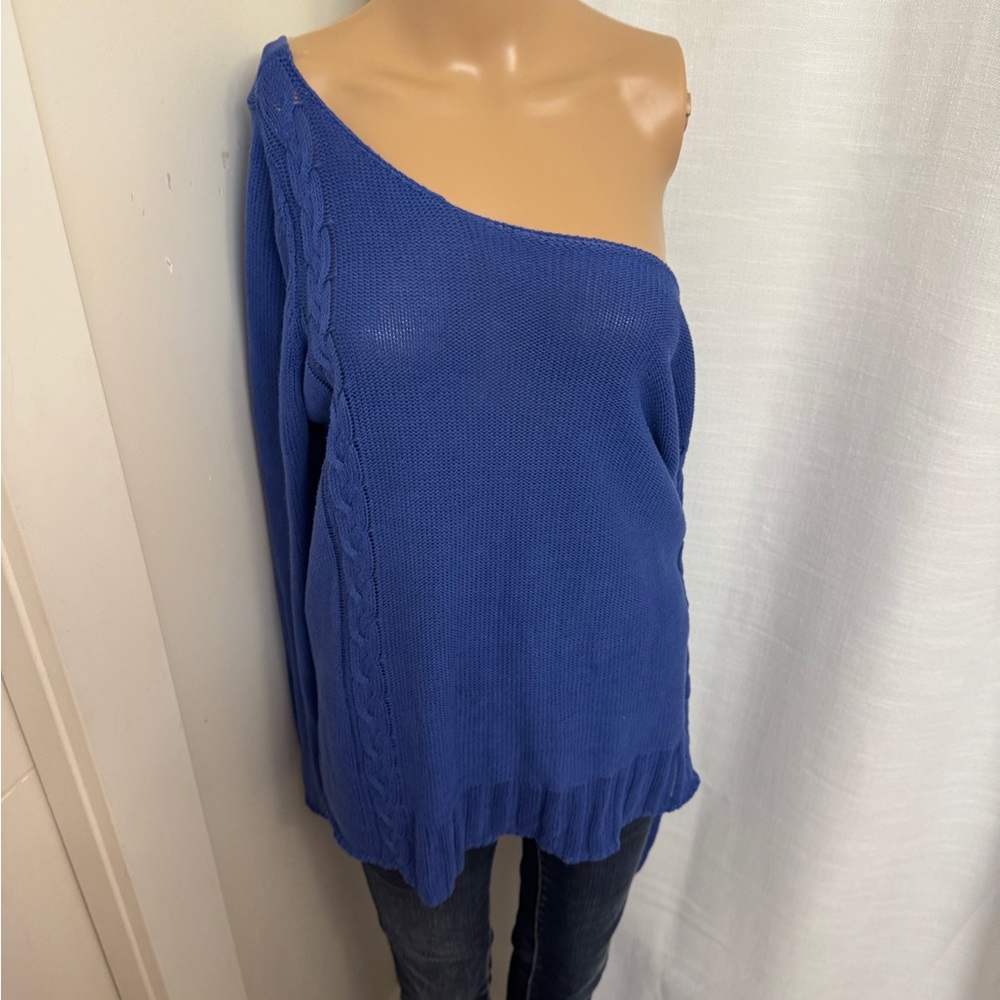 25-27 ptp JustFab Cobalt Blue Off-Shoulder Sweater